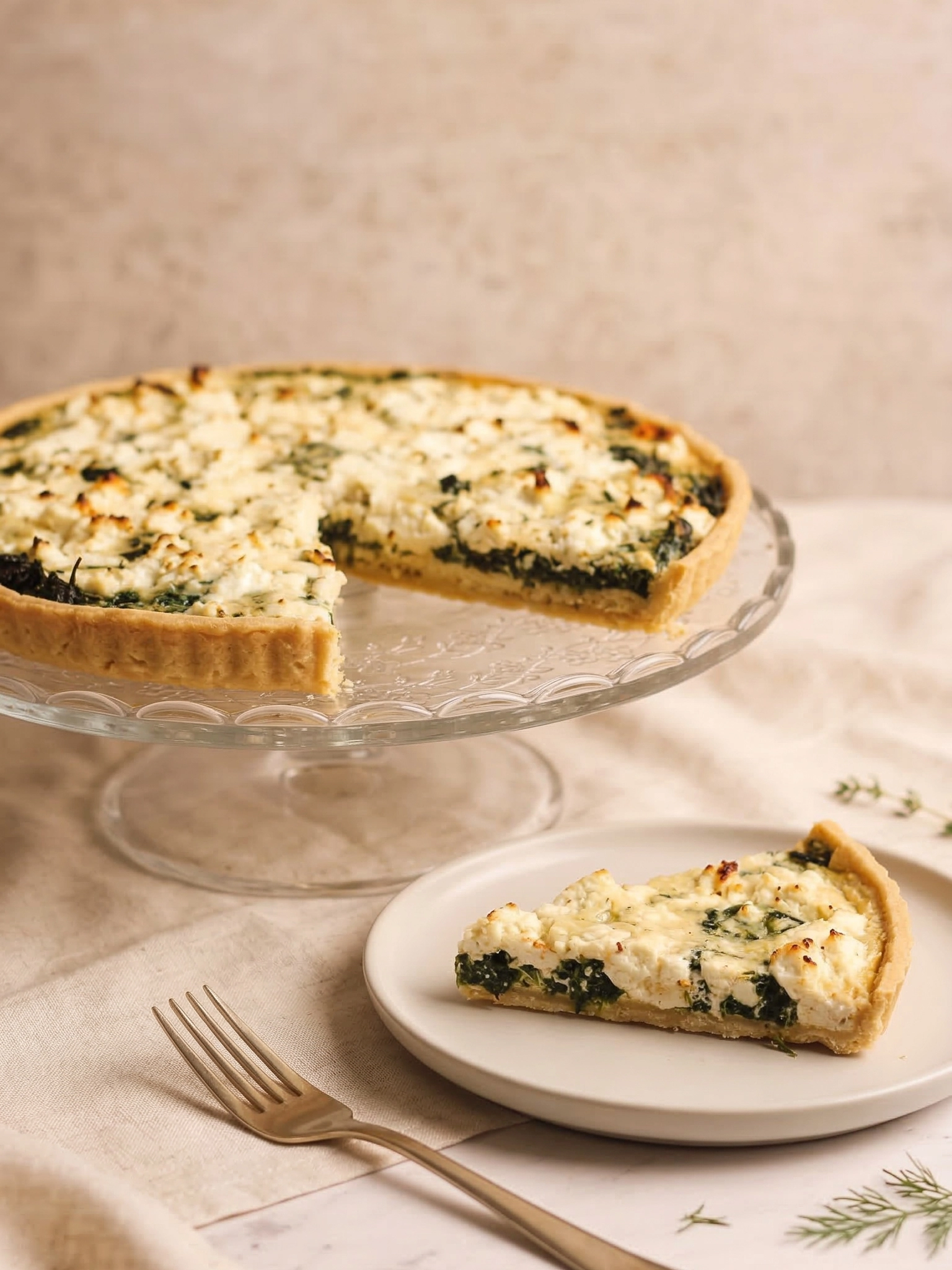 Tarta wytrawna ze szpinakiem i fetą